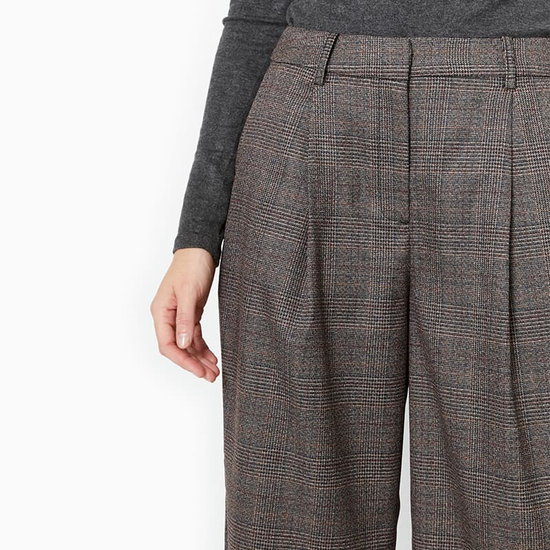 レディースワイドパンツ クラシカルチェックワイドパンツ
