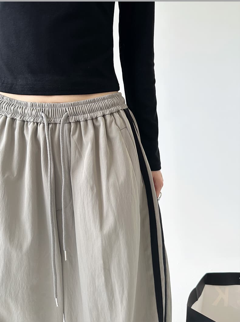レディースワイドパンツ サイドラインリラックスワイドパンツ