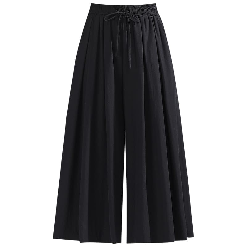 レディースワイドパンツ ふんわりドレープ クロップドガウチョパンツ