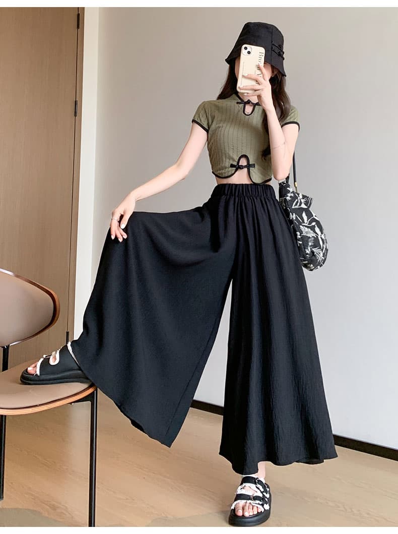 レディースワイドパンツ レディースワイドパンツ ふんわり優雅なスカートパンツ