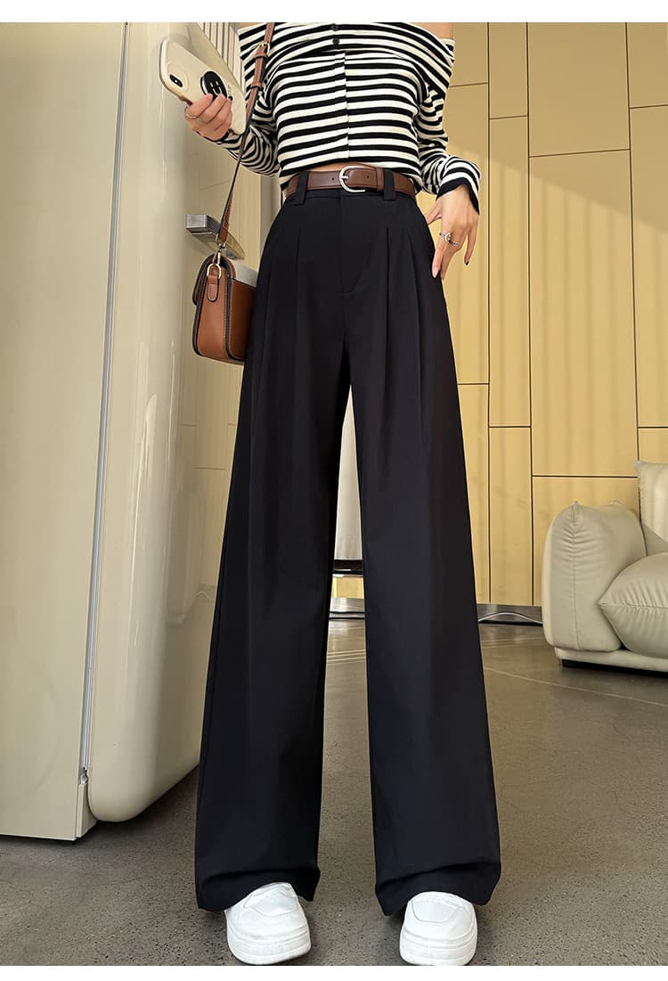 レディースワイドパンツ ハイウエストゆったりドレープチノパンツ