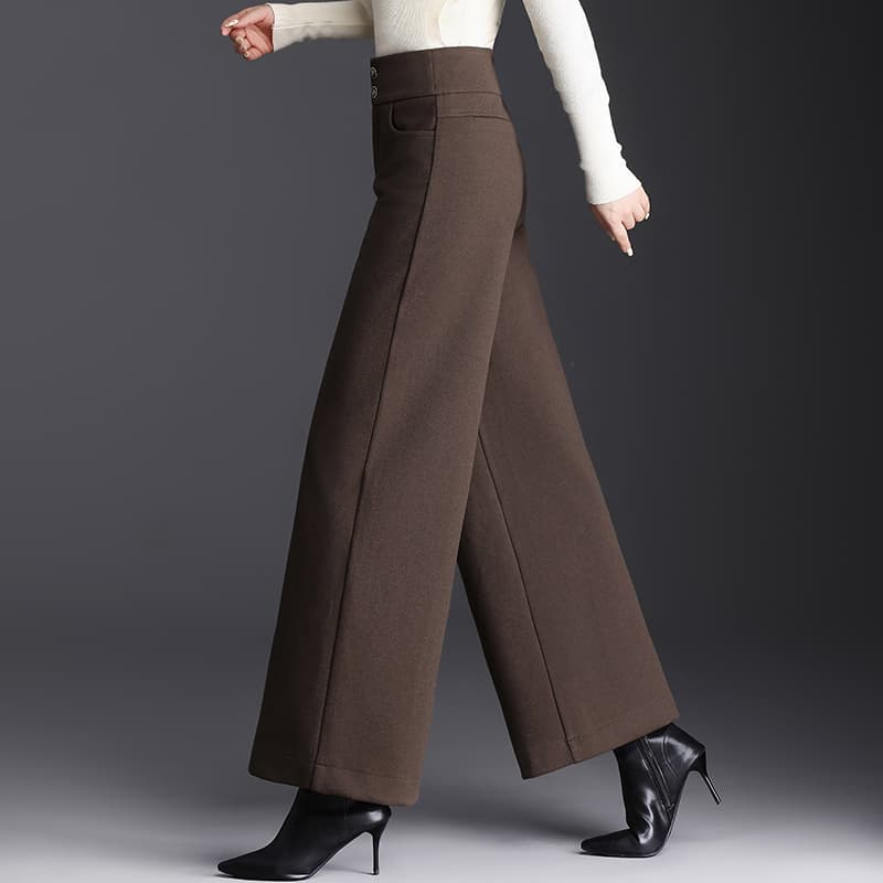 レディースワイドパンツ プレミアム高級感あふれるウェイストワイドパンツ