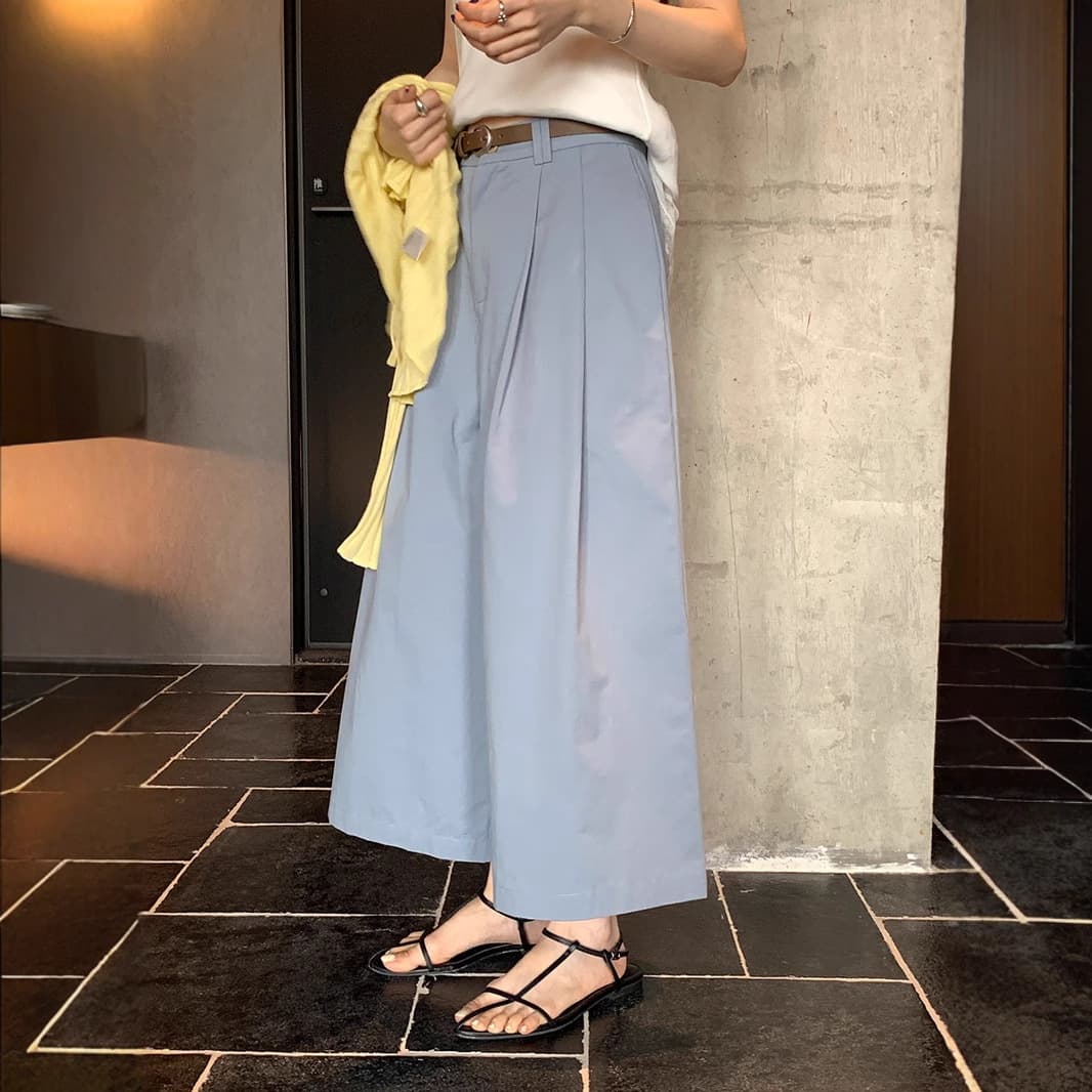 レディースワイドパンツ きれいめ美脚フレアチノワイドパンツ