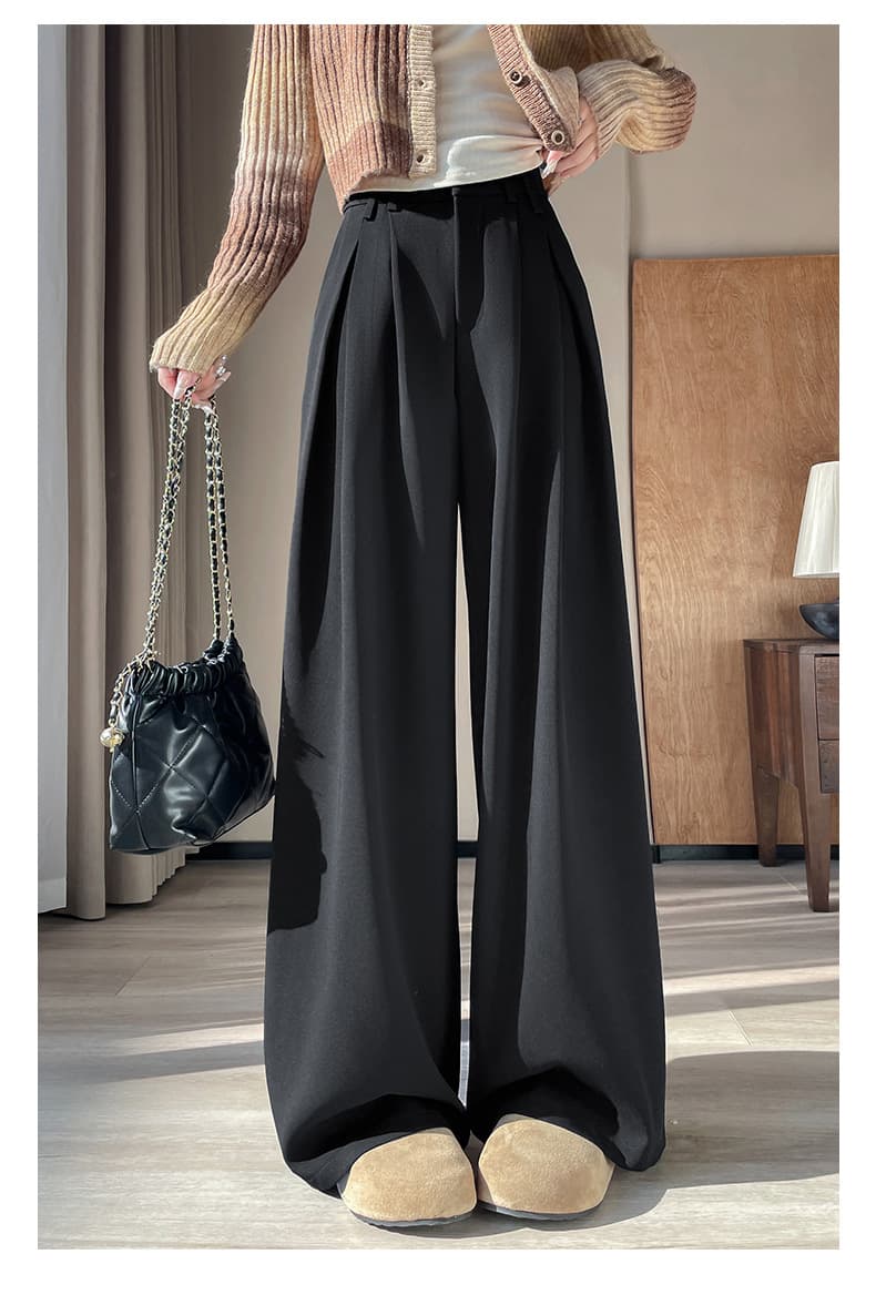 レディースワイドパンツ ドレープ美シルエットタックパンツ