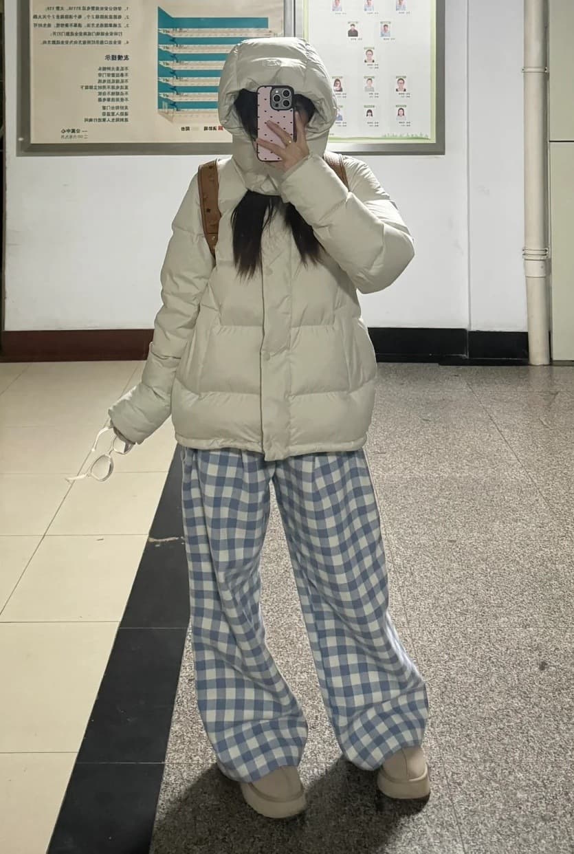 レディースワイドパンツ ゆったりチェックワイドパンツ