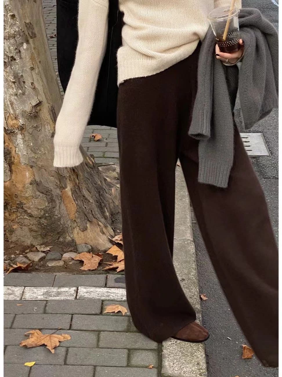 レディースワイドパンツ ゆったりシルエットストレートワイドパンツ