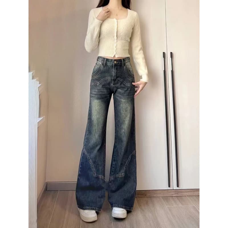 レディースワイドパンツ レトロクラシック ワイドフレアデニム