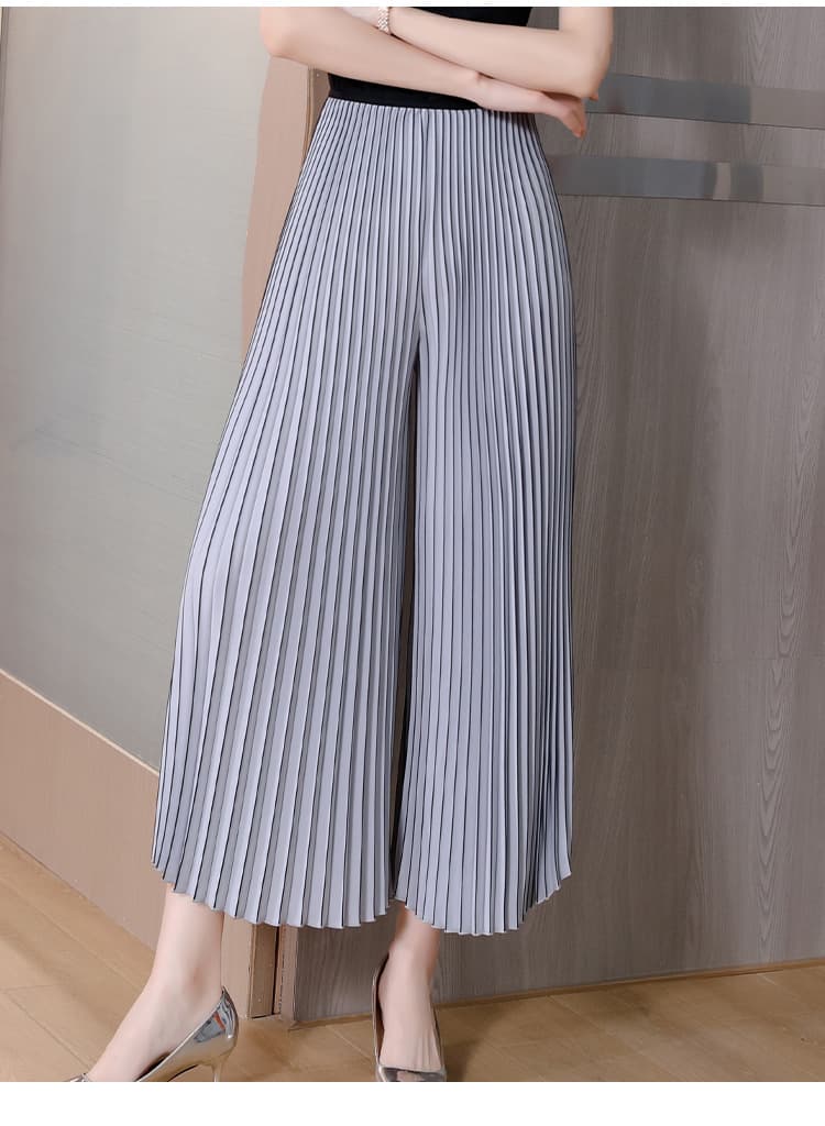 レディースワイドパンツ プリーツ ドレープ ワイドパンツ