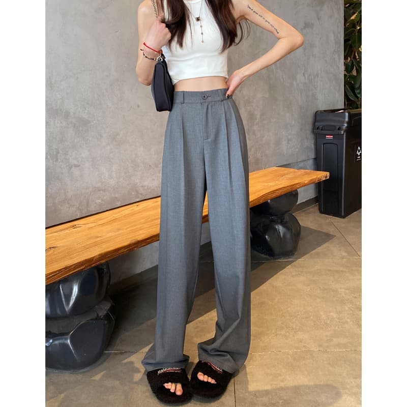 レディースワイドパンツ 洗練たっぷりタックワイドパンツ