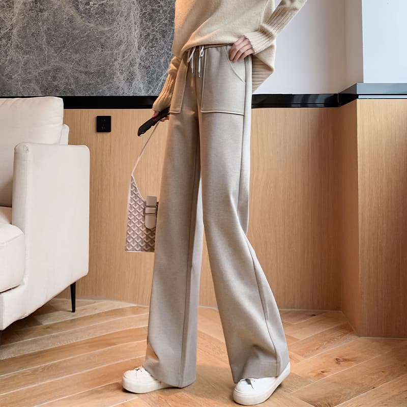 レディースワイドパンツ ルーズシルエット ドロスト ワイドパンツ