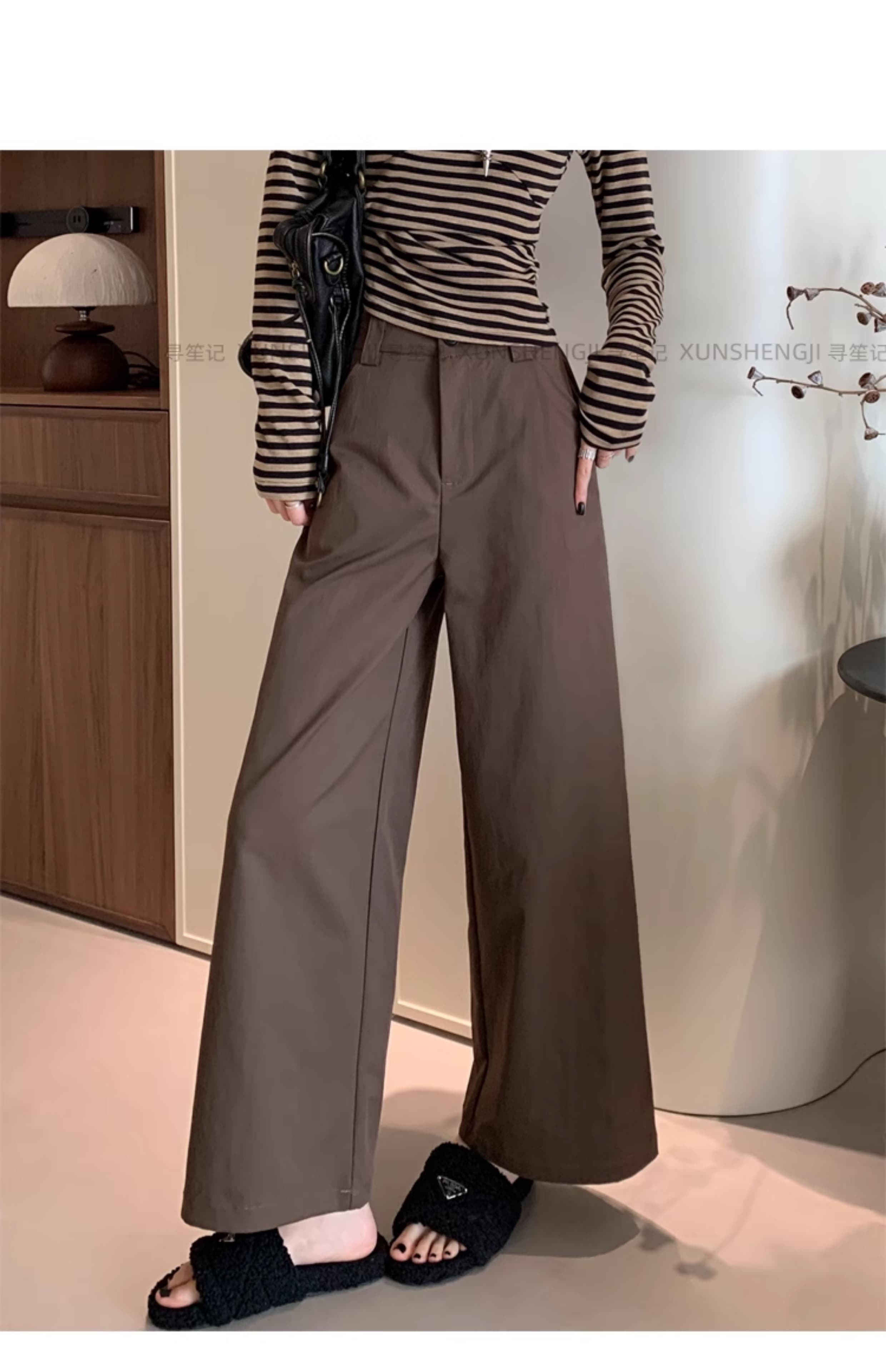 レディースワイドパンツ 上品シルエット ワイドチノパンツ