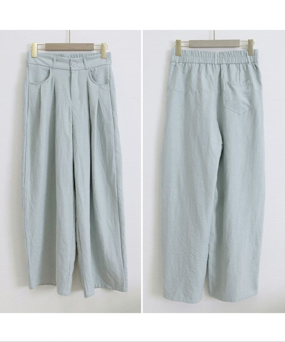 レディースワイドパンツ ハイウエストタックワイドパンツ 美脚効果