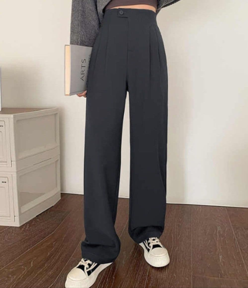 レディースワイドパンツ 美脚効果 ハイウエストタックワイドパンツ