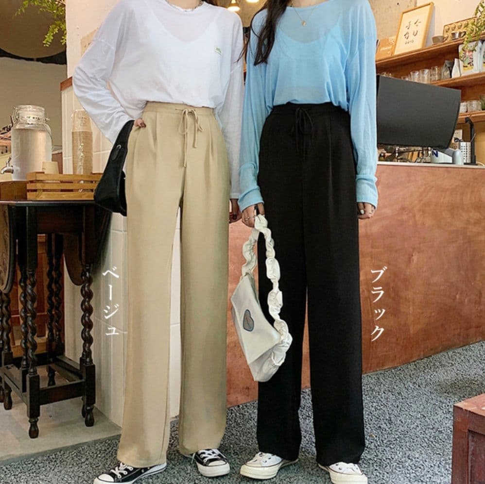 レディースワイドパンツ 上品セミワイド美脚パンツ その他
