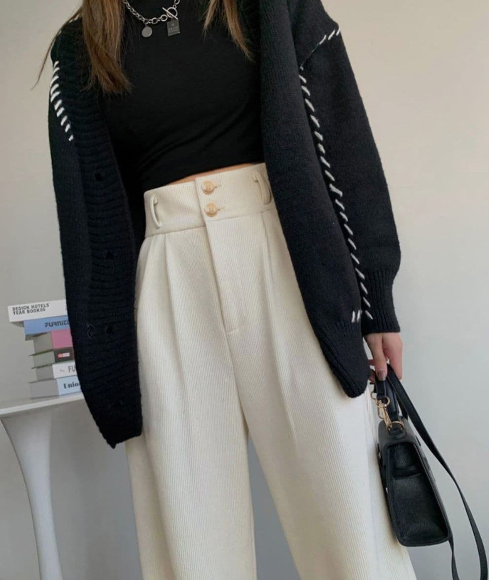 レディースワイドパンツ コーデュロイ裏起毛タックパンツ ワイド美脚
