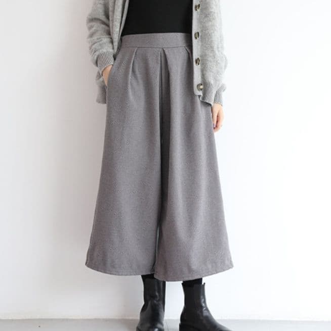レディースワイドパンツ 秋冬スカーチョ レディース九分丈ふんわり暖かワイドパンツ