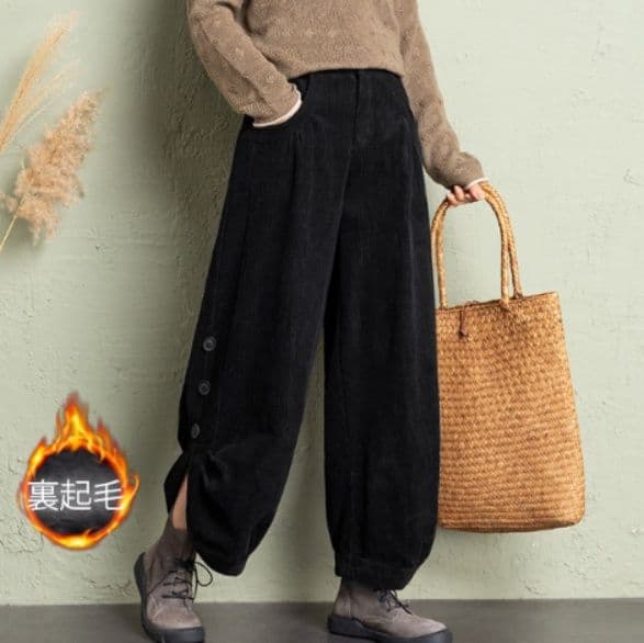 レディースワイドパンツ 2026年新作 女性用細畝織りゆったり型その他万能パンツ