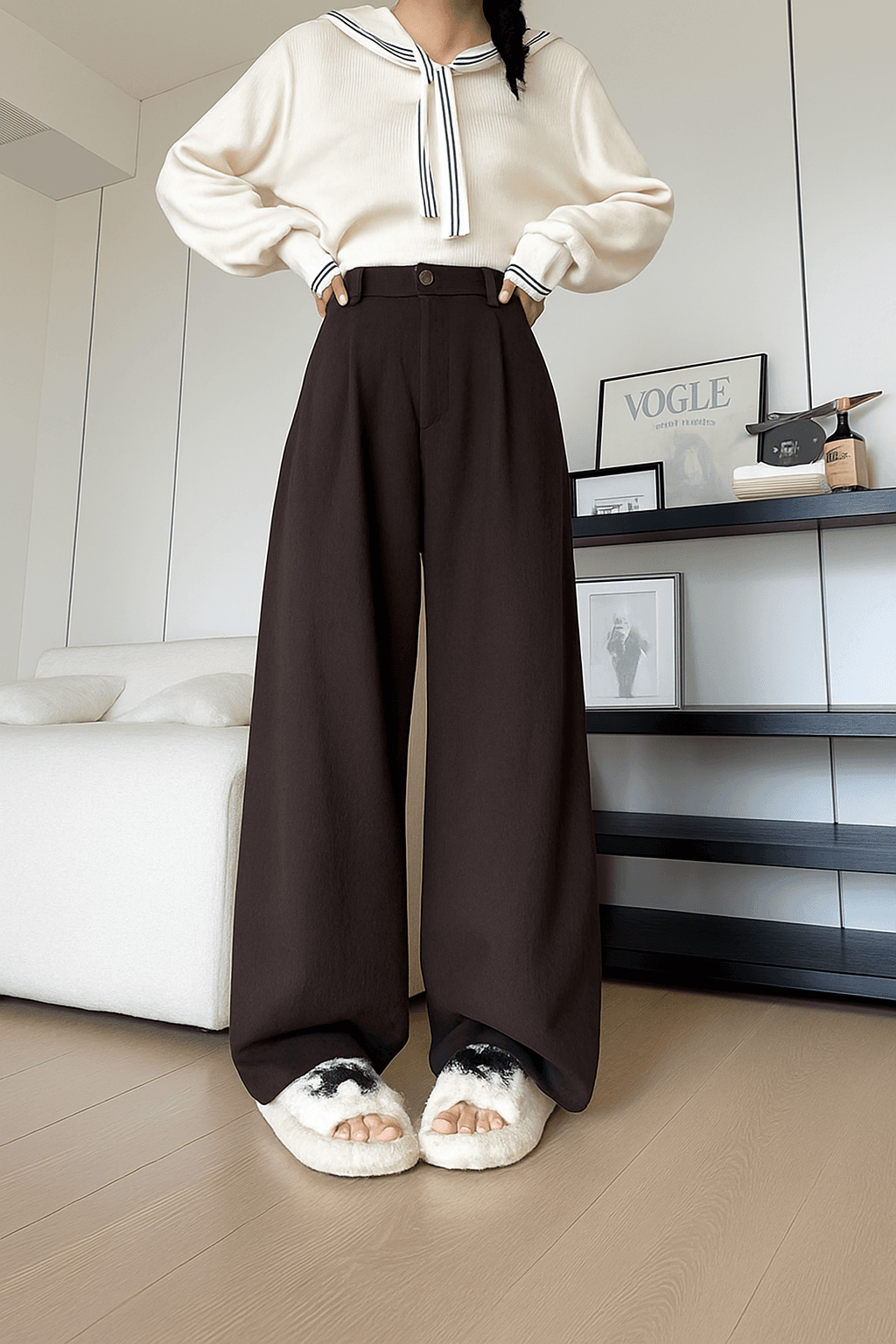 秋冬レディースワイドパンツ韓国風チノパンツ全5色