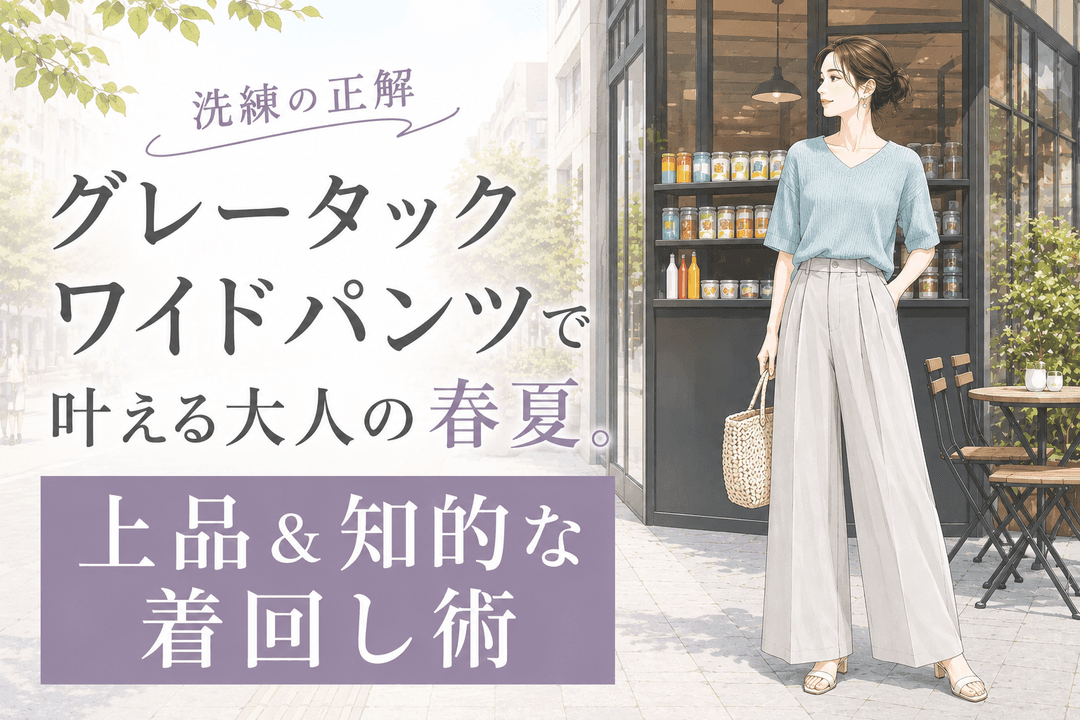 【洗練の正解】グレータックワイドパンツで叶える大人の春夏。上品&知的な着回し術