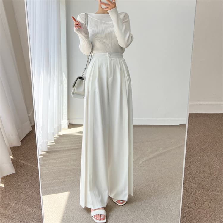 レディースワイドパンツ 美脚効果抜群 ハイウエストワイドパンツ 大人の上品スタイル