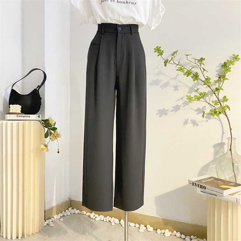レディースワイドパンツ 上品シルエット タック入りワイドパンツ
