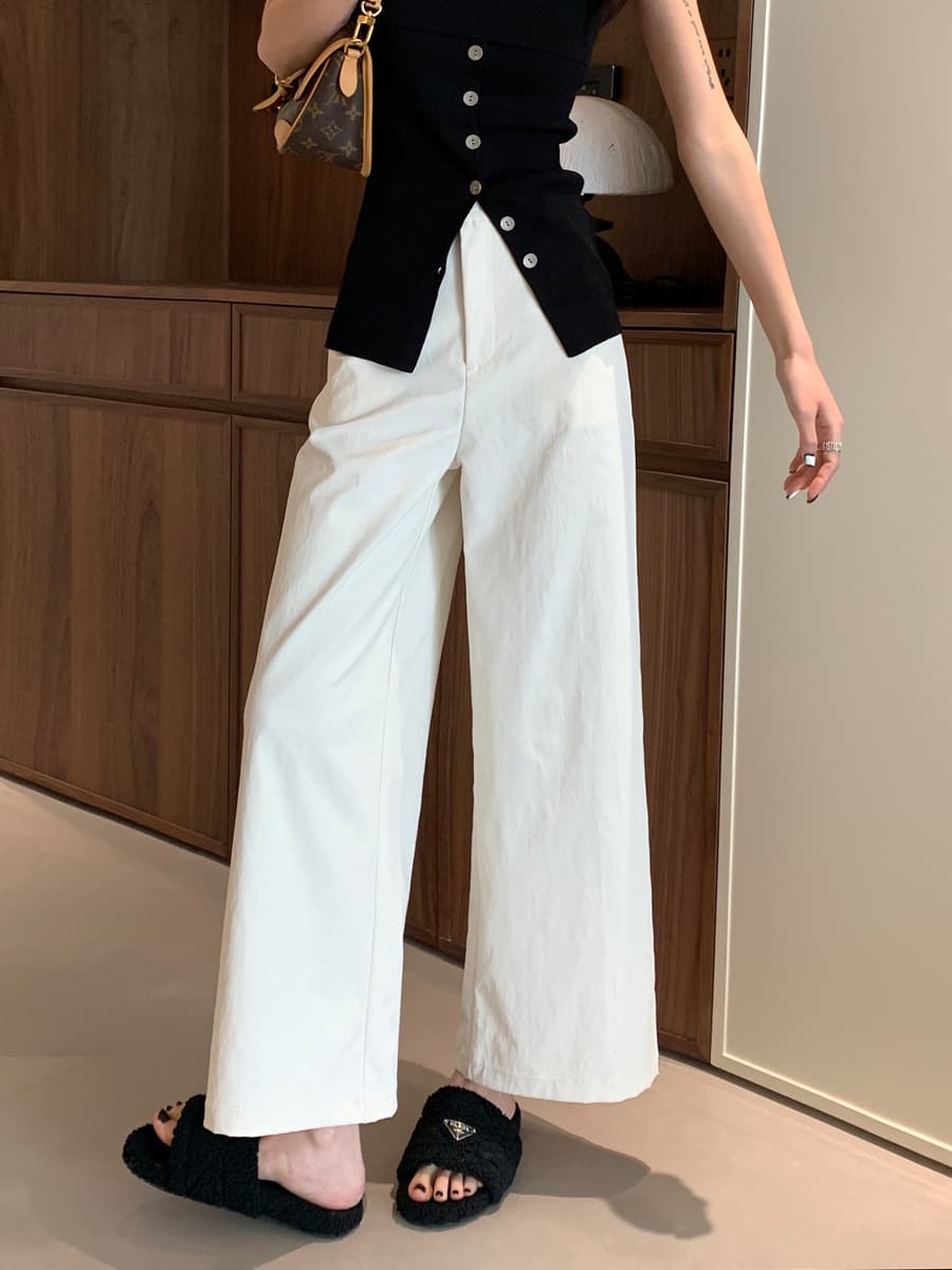 レディースワイドパンツ 上品シルエット ワイドチノパンツ