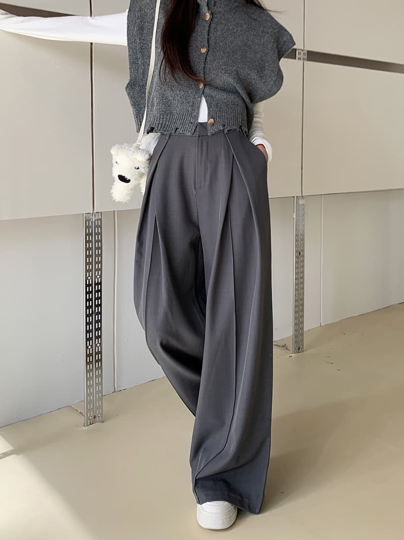 レディースワイドパンツ しなやかドレープ ワイドストレートパンツ