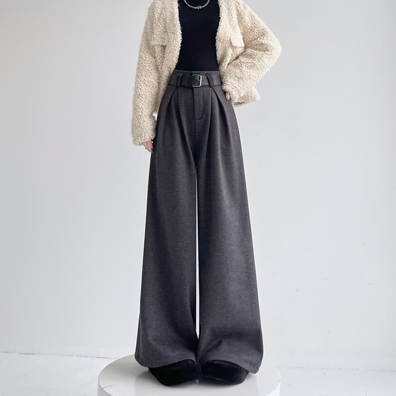 レディースワイドパンツ ドレープ美シルエットロングパンツ