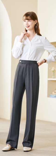 レディースワイドパンツ なめらかタック入りワイドパンツ