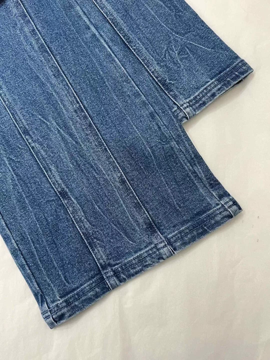 レディースワイドパンツ フリルポケットデニムパンツ