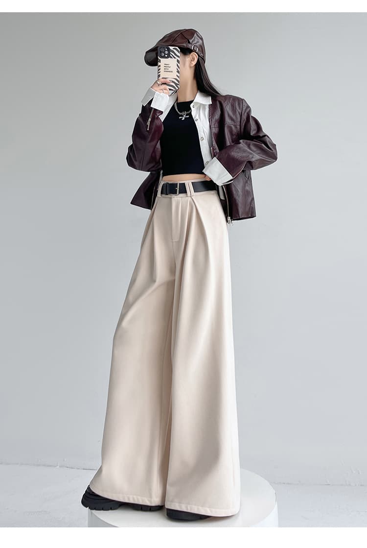 レディースワイドパンツ ドレープ美シルエットロングパンツ