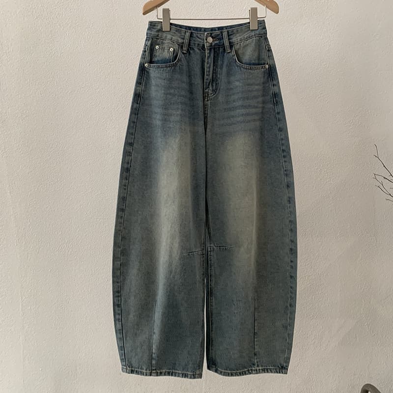 レディースワイドパンツ レディースデニムワイドパンツ ゆったりロング丈 全2色