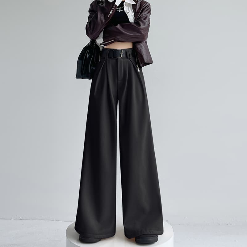 レディースワイドパンツ ドレープ美シルエットロングパンツ