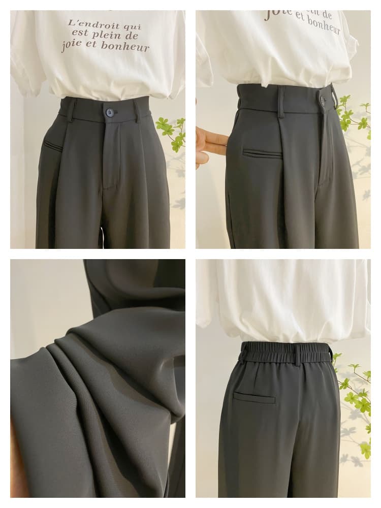 レディースワイドパンツ 上品シルエット タック入りワイドパンツ