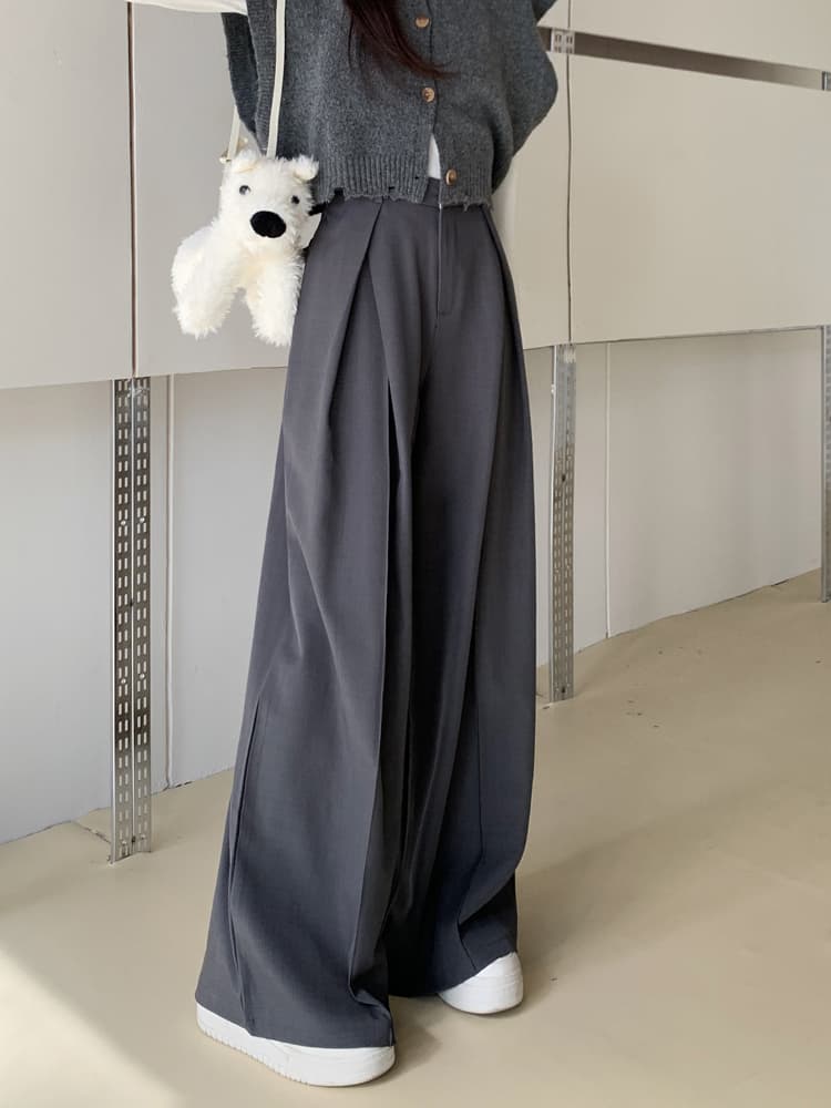 レディースワイドパンツ しなやかドレープ ワイドストレートパンツ