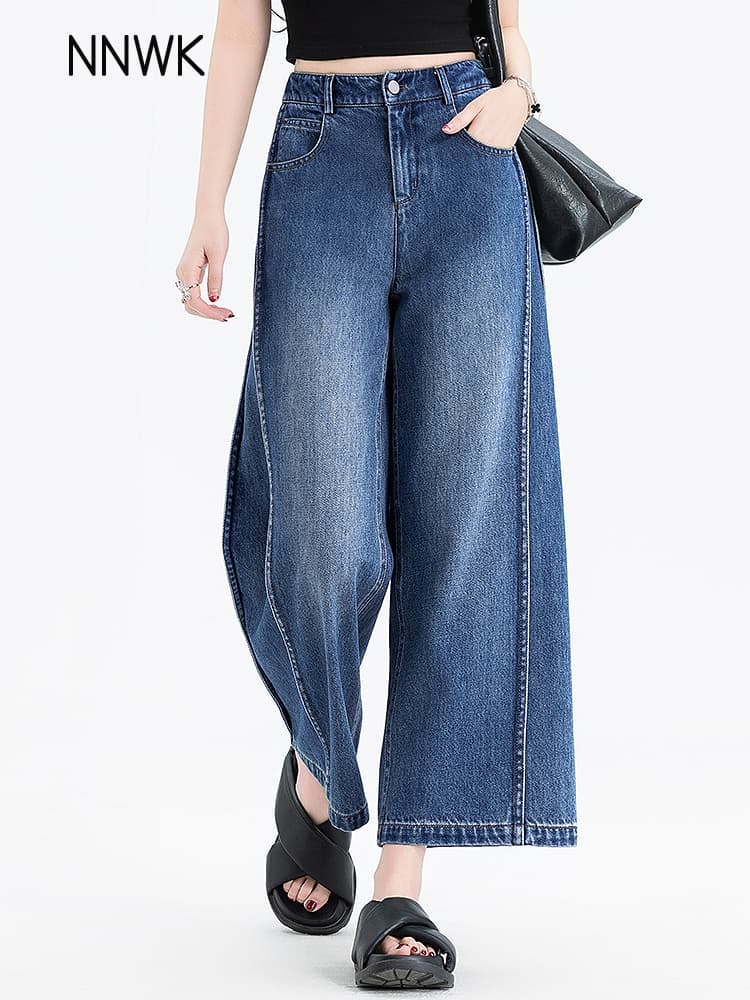 レディースワイドパンツ すっきりシルエット 極上デニムワイド