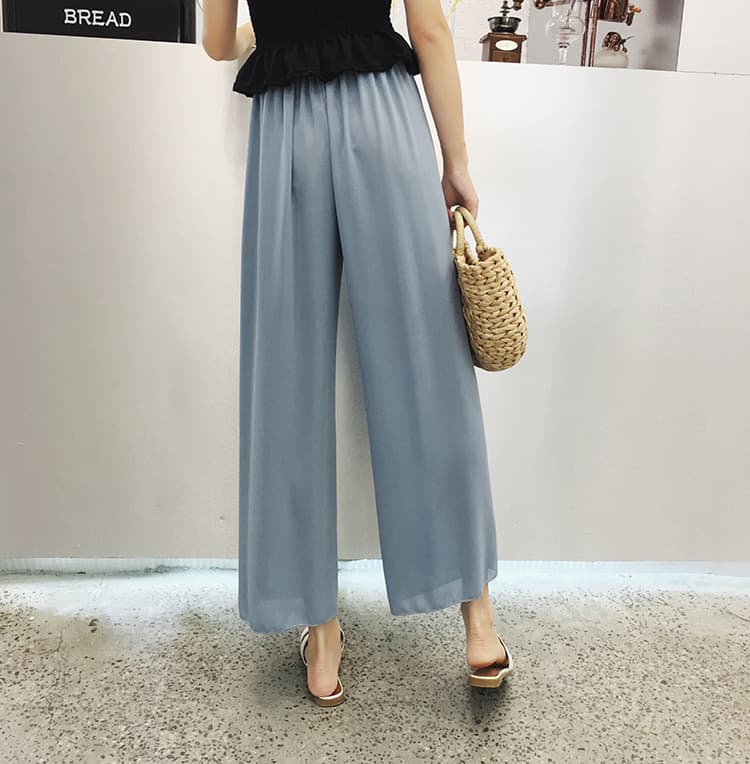 サイドスリット入りハイウエストワイドパンツ
