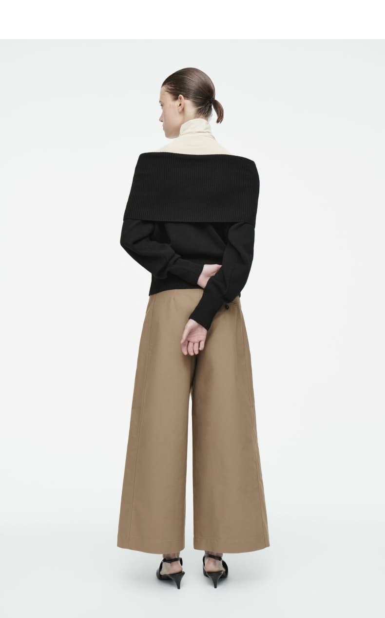 レディースワイドパンツ しなやかシルエットワイドストレートパンツ