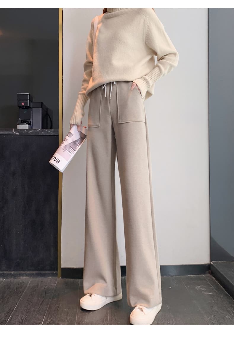 レディースワイドパンツ ルーズシルエット ドロスト ワイドパンツ