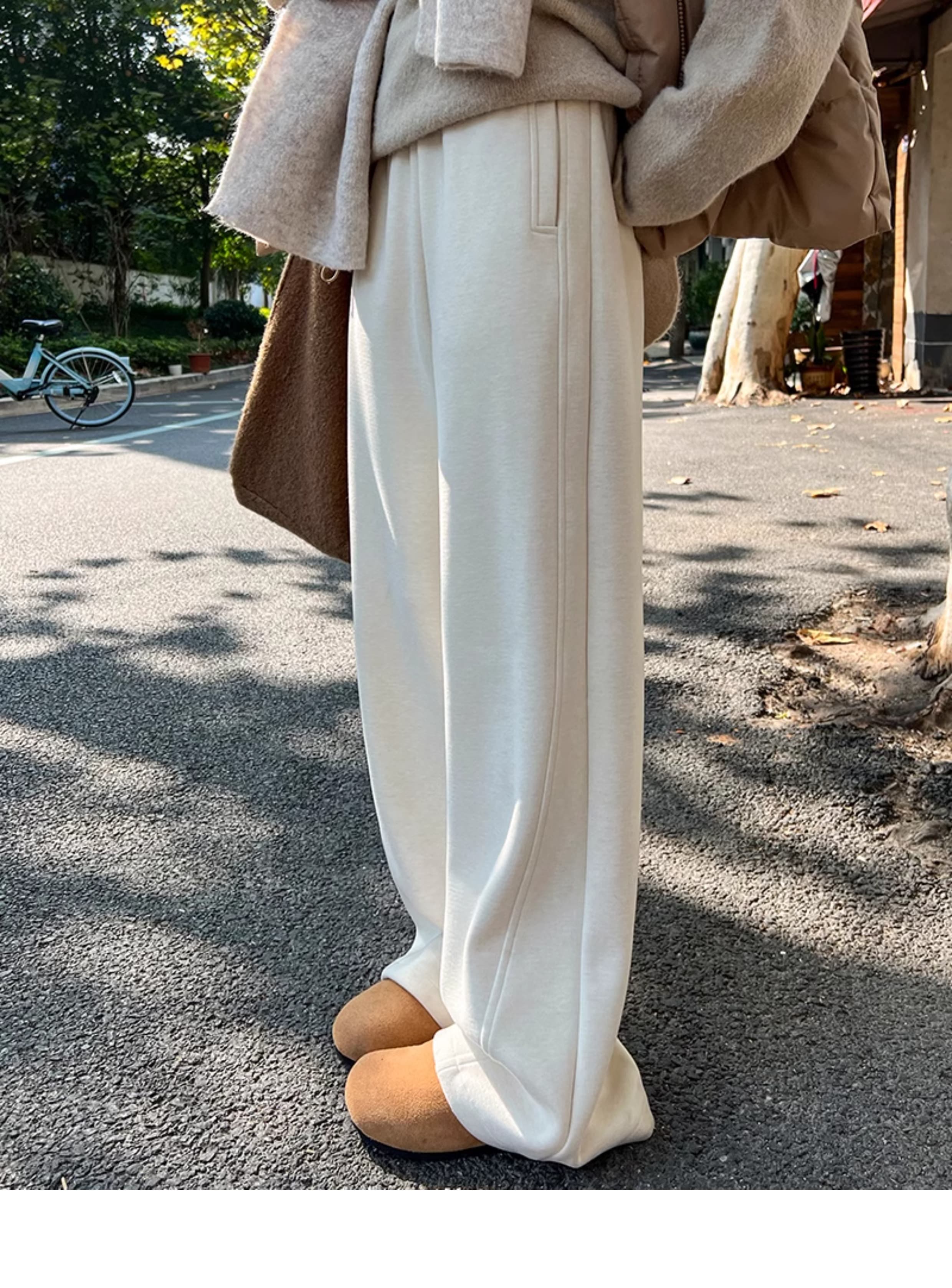 レディースワイドパンツ あったか裏起毛ワイドルーズパンツ