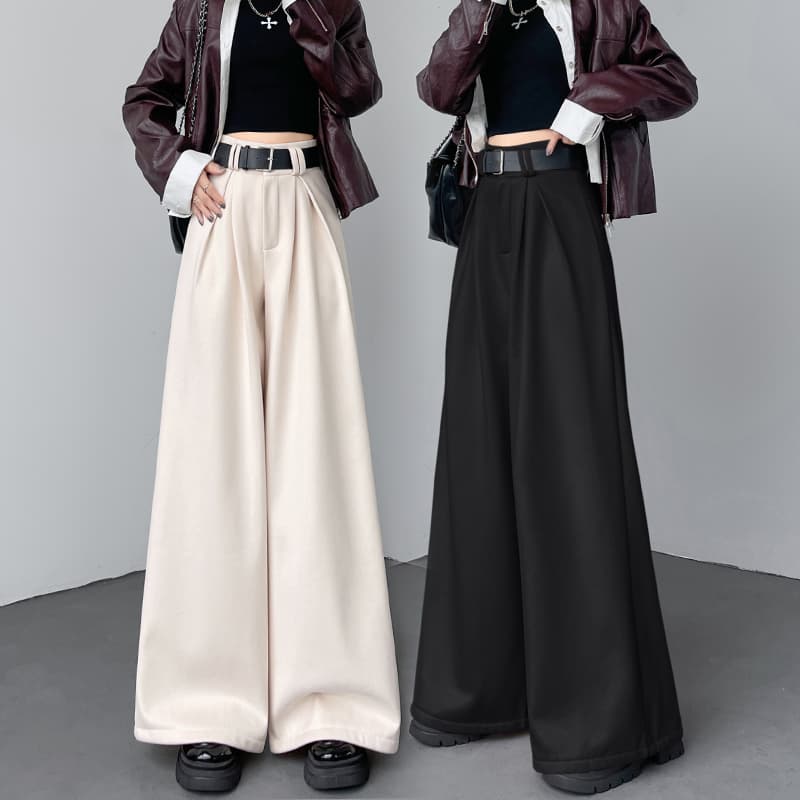 レディースワイドパンツ ドレープ美シルエットロングパンツ