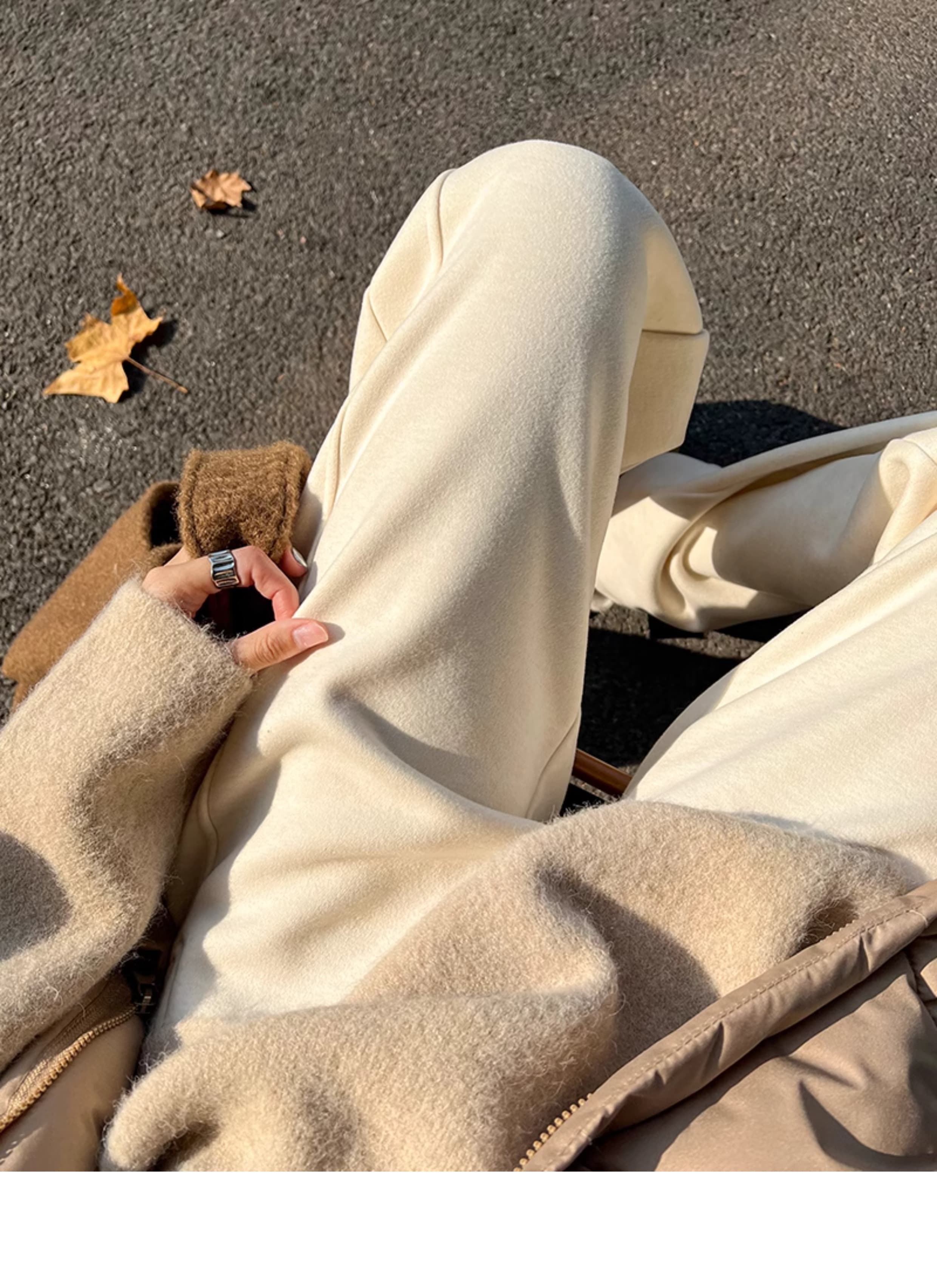 レディースワイドパンツ あったか裏起毛ワイドルーズパンツ