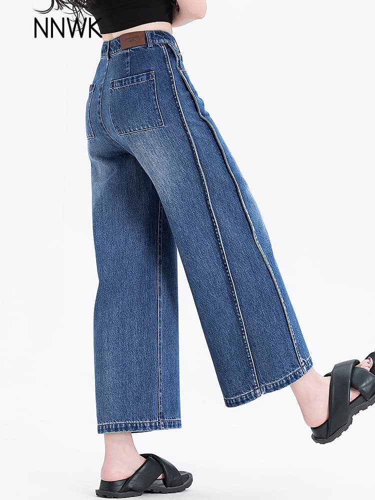 レディースワイドパンツ すっきりシルエット 極上デニムワイド